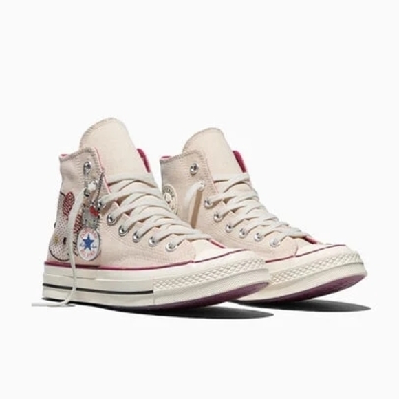 Converse High-Top Sneakers in Blush and Berry Accents - Picture 2 of 8